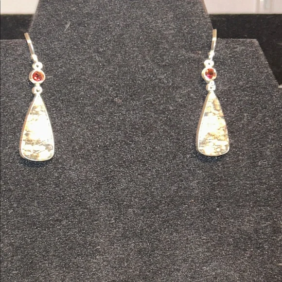 Leopard skin jasper earrings 925 - Picture 7 of 7